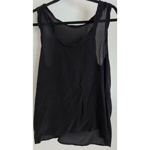 Current Elliot Women's Silk Tank Top Black Sleeveless Blouse Flowy Quiet Luxury
